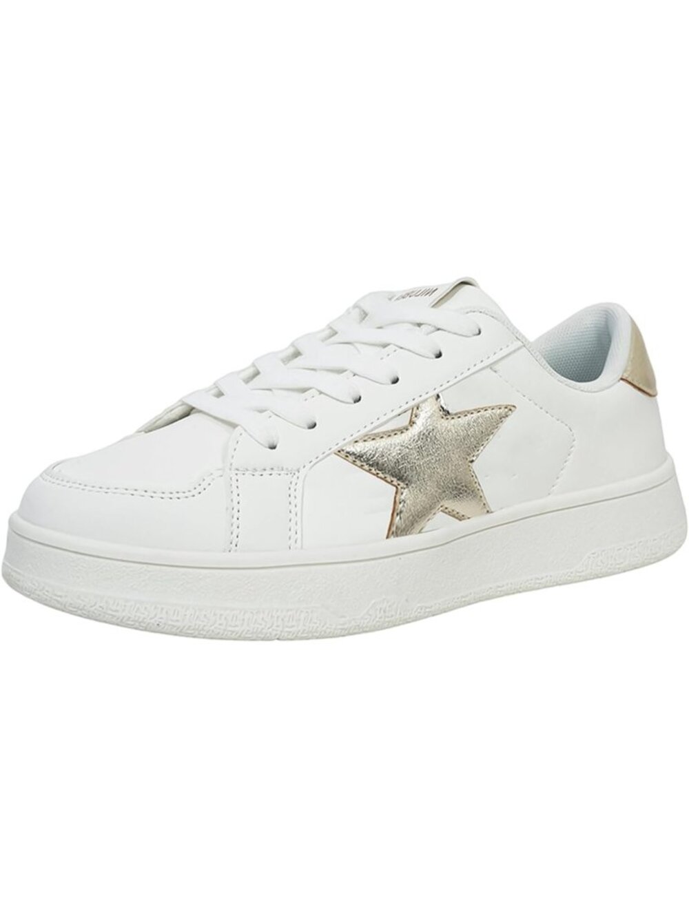 Women's White Glitter Comfortable Cushioned Low Top Lace Up Platform Sneakers